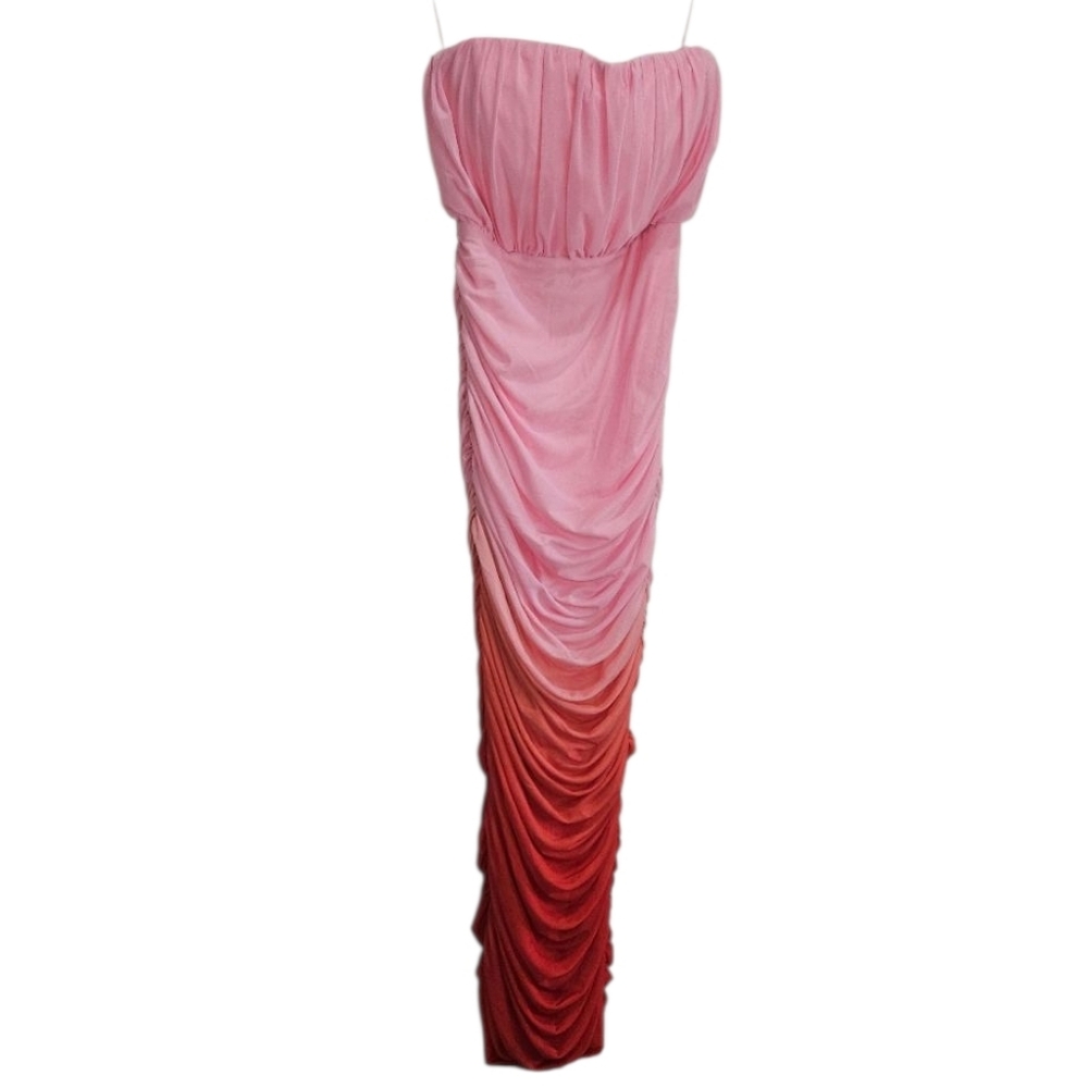 Mable the Label Maxi Dress Women's Size Medium Scrunched Ombre Pink Red